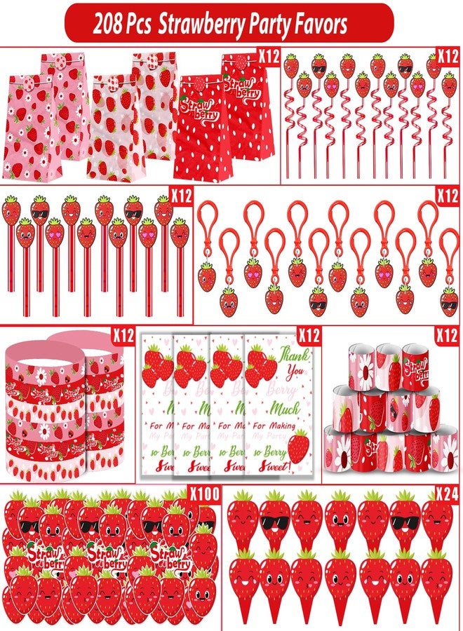 PLOUGVI 208PCS Strawberry Party Favors, Berry First Birthday Decor, Theme Decorations for Party Goodie Bag Stuffer Pinata Filler Gifts - Image 3